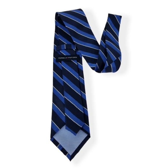 Tommy Hilfiger Blue Striped Silk Tie - Picture 2 of 16